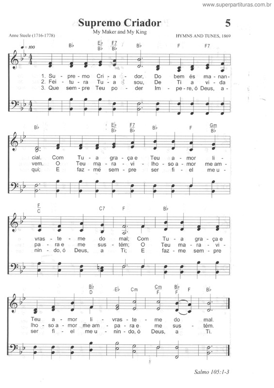 Partitura da música Supremo Criador