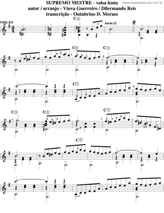 Partitura da música Supremo Mestre