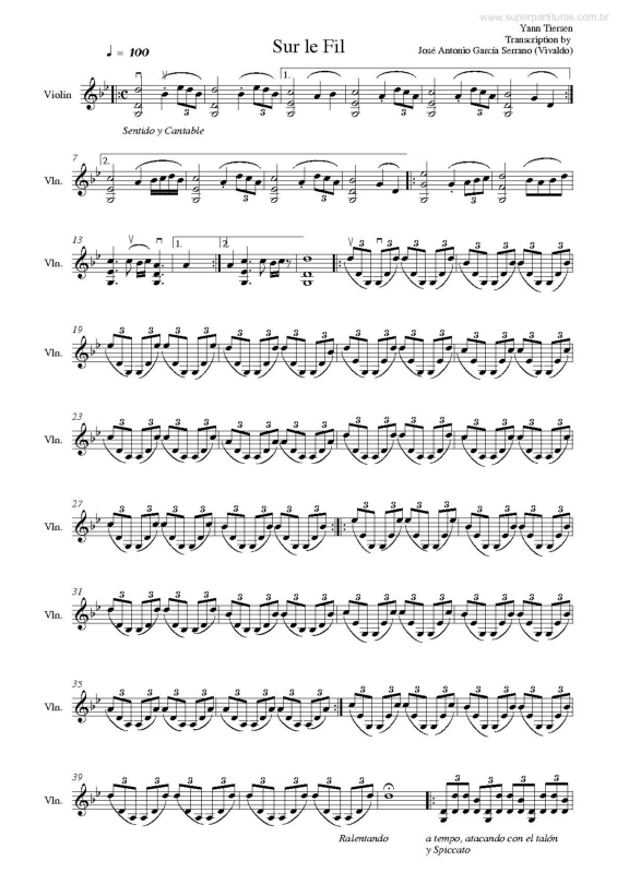 Partitura da música Sur Le Fil v.3