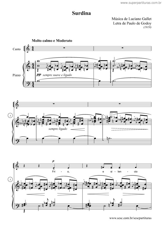 Partitura da música Surdina