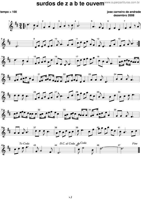 Partitura da música Surdos De Z A B Te Ouvem