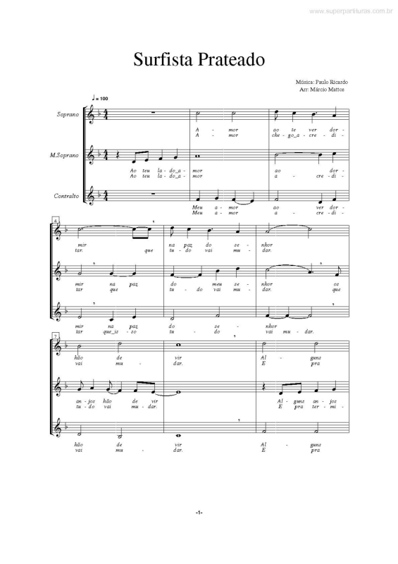 Partitura da música Surfista Prateado