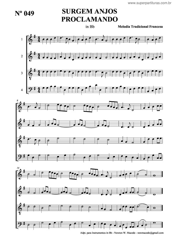 Partitura da música Surgem Anjos Proclamando v.3