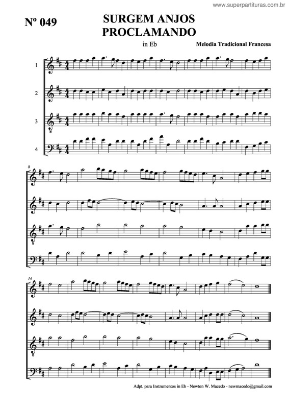 Partitura da música Surgem Anjos Proclamando v.4