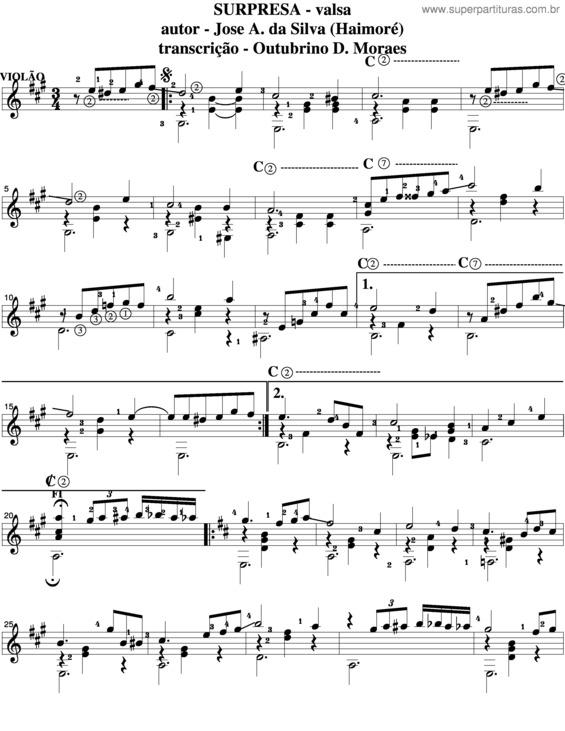 Partitura da música Surpresa v.2