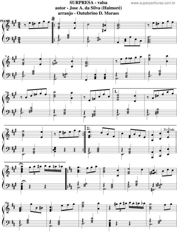 Partitura da música Surpresa v.4