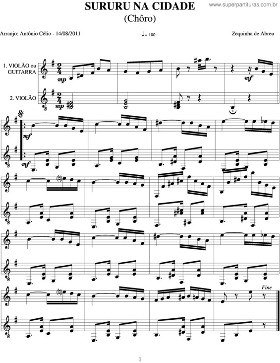 Partitura da música Sururu Na Cidade v.6