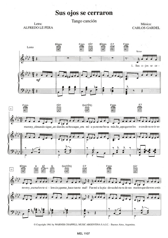 Partitura da música Sus Ojos Se Cerraron v.2