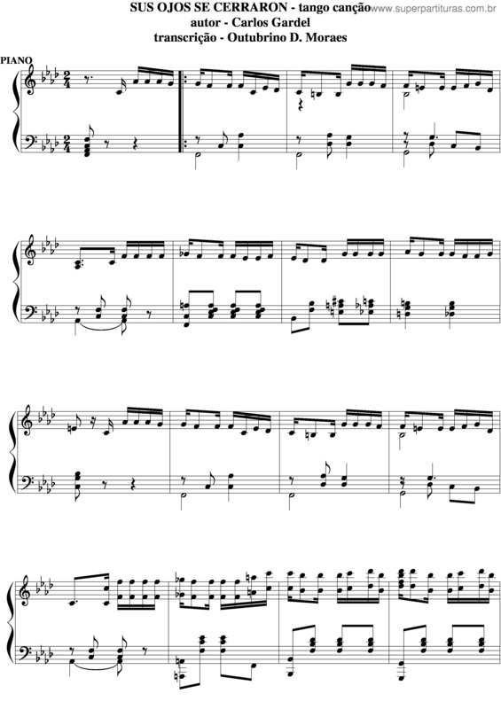 Partitura da música Sus Ojos Se Cerraron