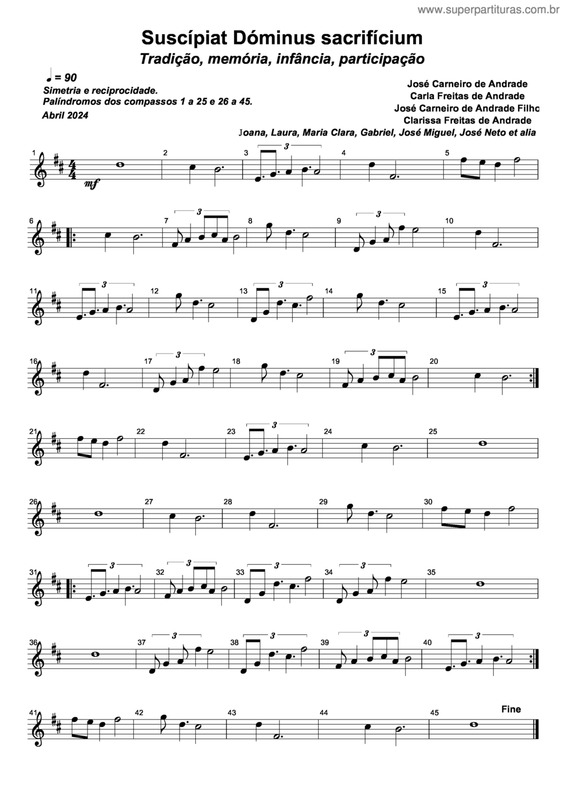 Partitura da música Suscípiat Dóminus Sacrifícium