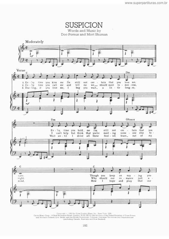 Partitura da música Suspicion