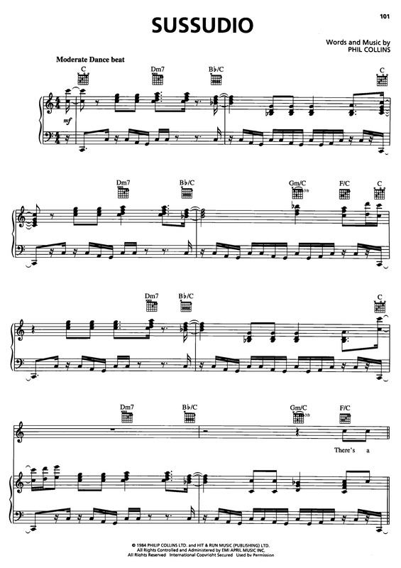 Partitura da música Sussudio