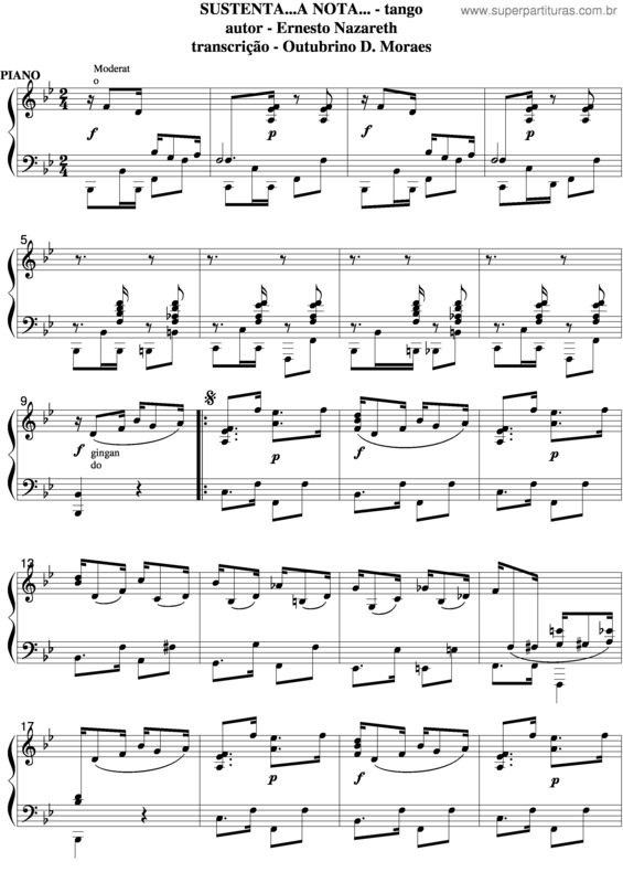 Partitura da música Sustenta A Nota