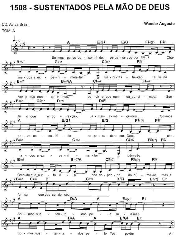 Partitura da música Sustentados Pela Mão De Deus