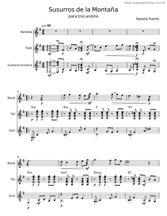Partitura da música Susurros De La Montaña