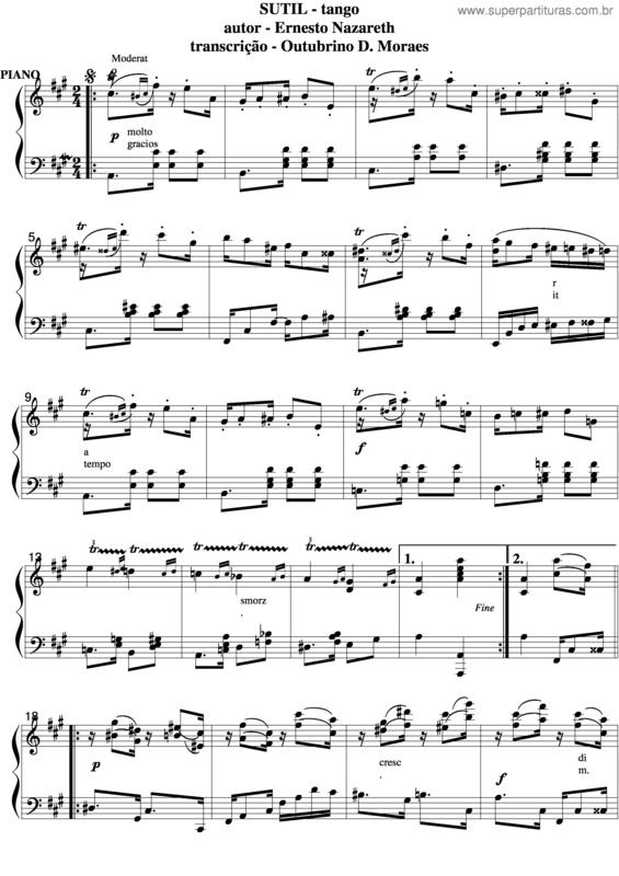 Partitura da música Sutil v.2