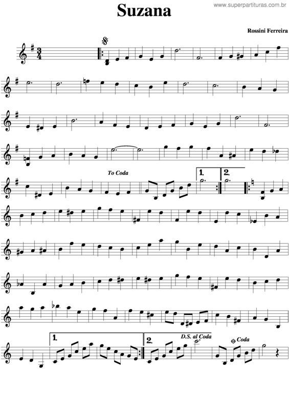 Partitura da música Suzana