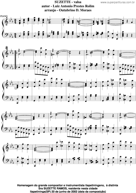 Partitura da música Suzette