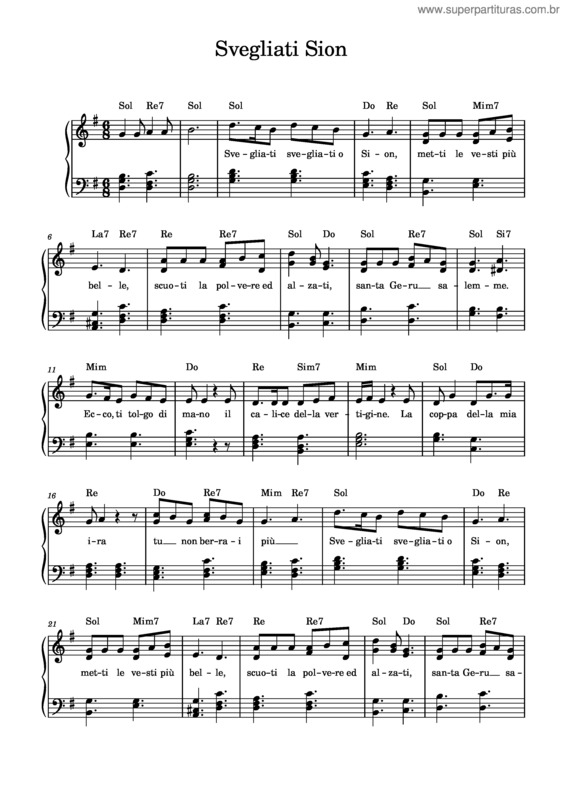 Partitura da música Svegliati Sion