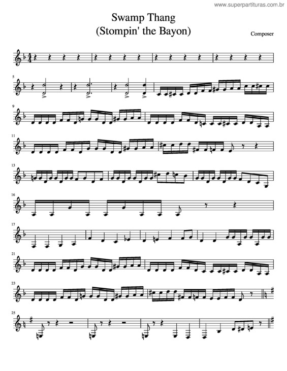 Partitura da música Swamp Thang Viola To Violin Iii