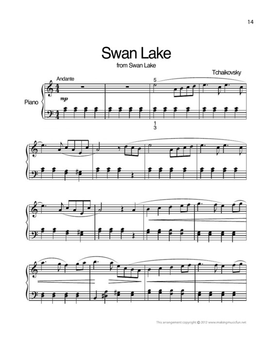 Partitura da música Swan Lake