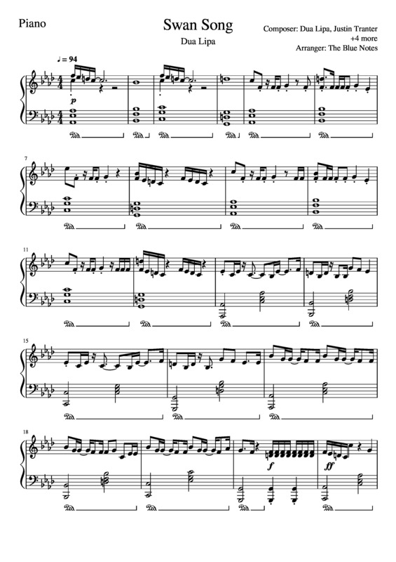 Partitura da música Swan Song