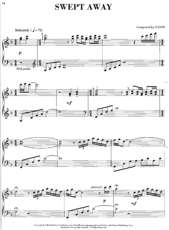 Partitura da música Sweept Away