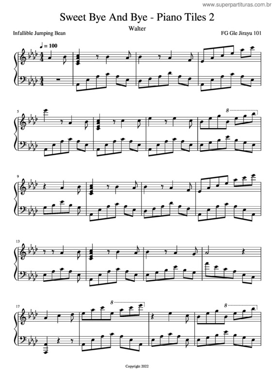 Partitura da música Sweet Bye And Bye – Piano Tiles 2
