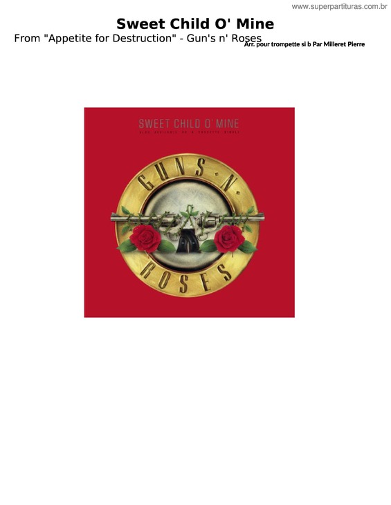 Partitura da música Sweet Child O` Mine  – Guns N` Roses Gun`S And Roses – Sweet Child O Mine – Accompagnement Pour Trompette Sib
