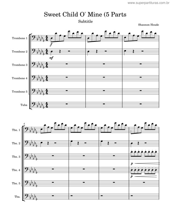 Partitura da música Sweet Child O` Mine  – Guns N` Roses Sweet Child O` Mine v.4