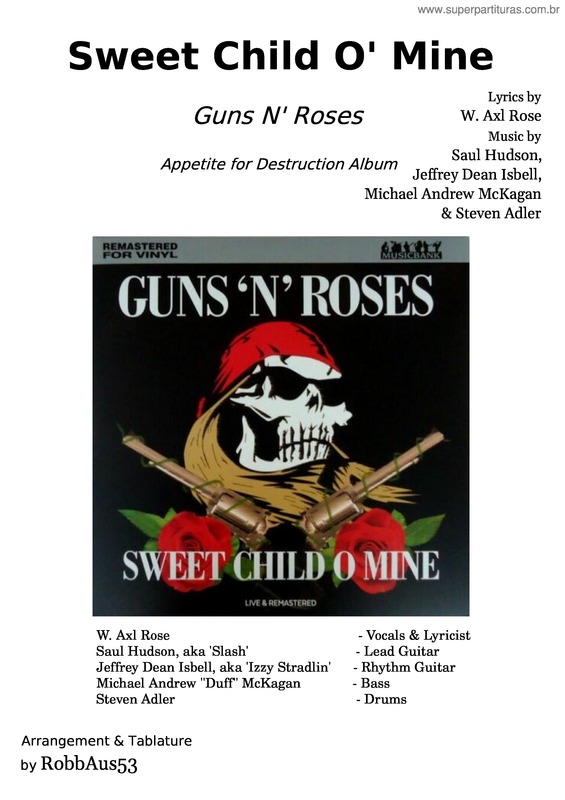Partitura da música Sweet Child O` Mine  – Guns N` Roses Sweet Child O Mine – Guns N Roses – Robbaus53