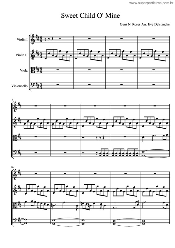Partitura da música Sweet Child O` Mine  – Guns N` Roses Sweet Child O Mine
