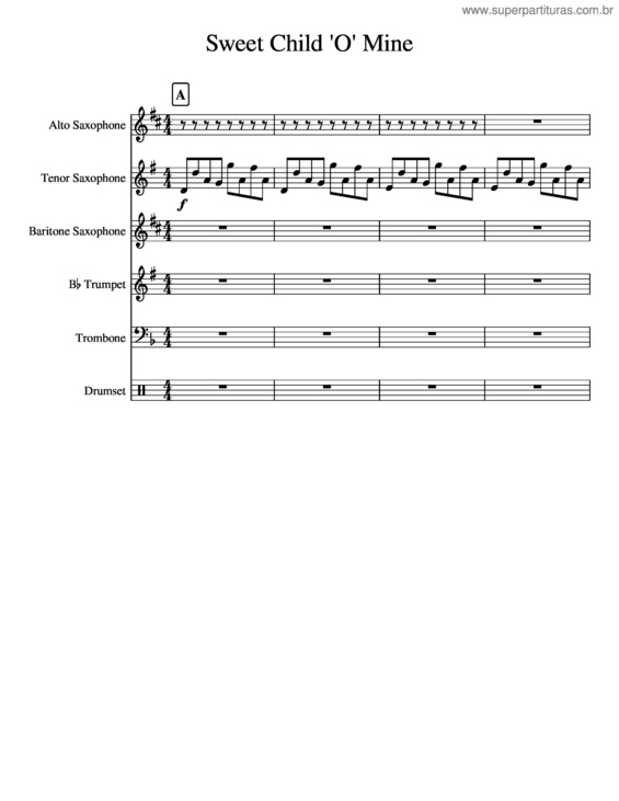 Partitura da música Sweet Child O` Mine  – Guns N` Roses v.3