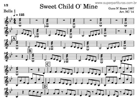 Partitura da música Sweet Child O` Mine  – Guns N` Roses v.9