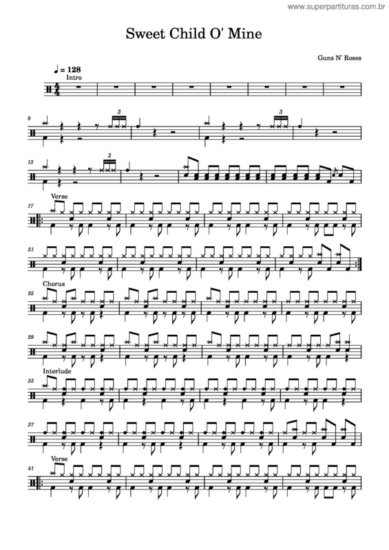 Partitura da música Sweet Child O` Mine – Guns N` Roses