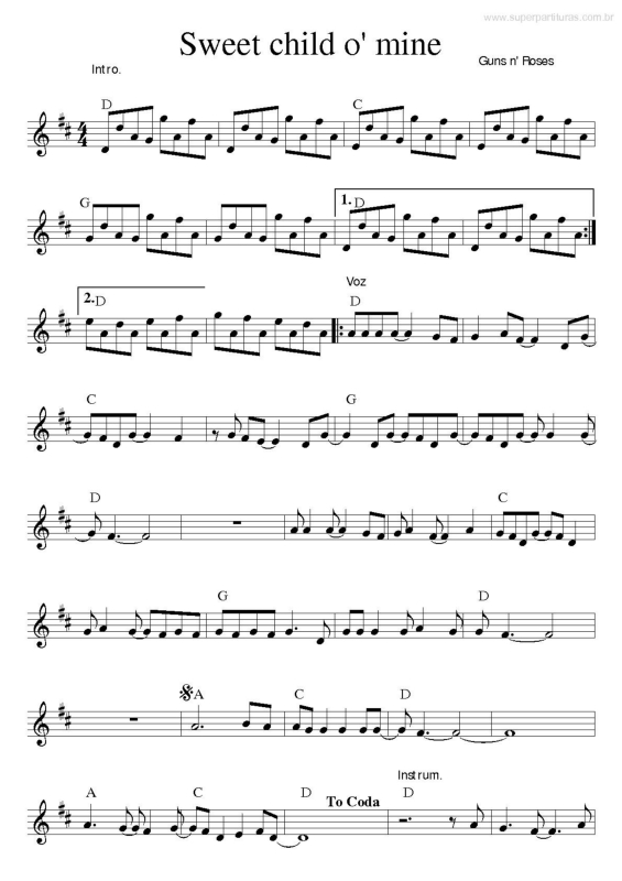 Partitura da música Sweet Child o` Mine v.6