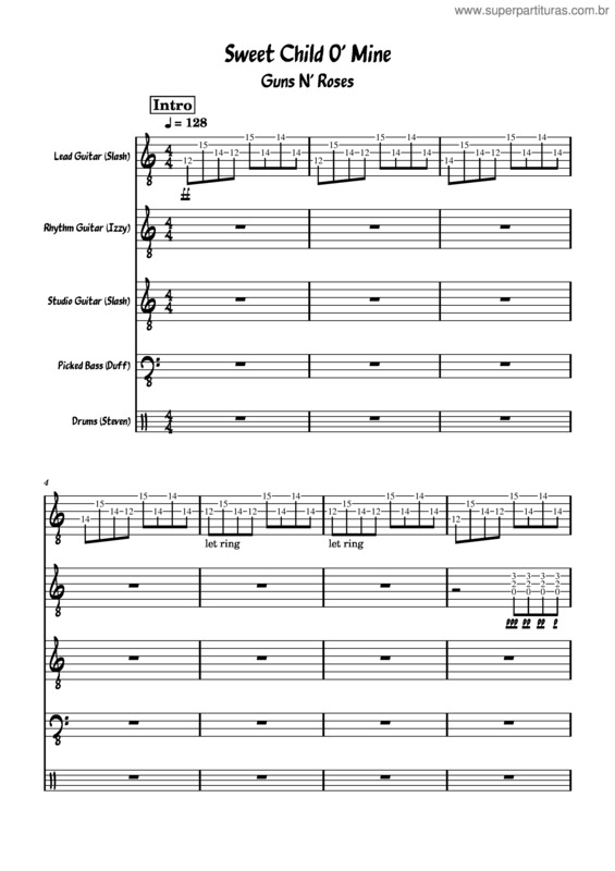 Partitura da música Sweet Child O Mine – Guns N` Roses Guns N Roses – Sweet Child O Mine