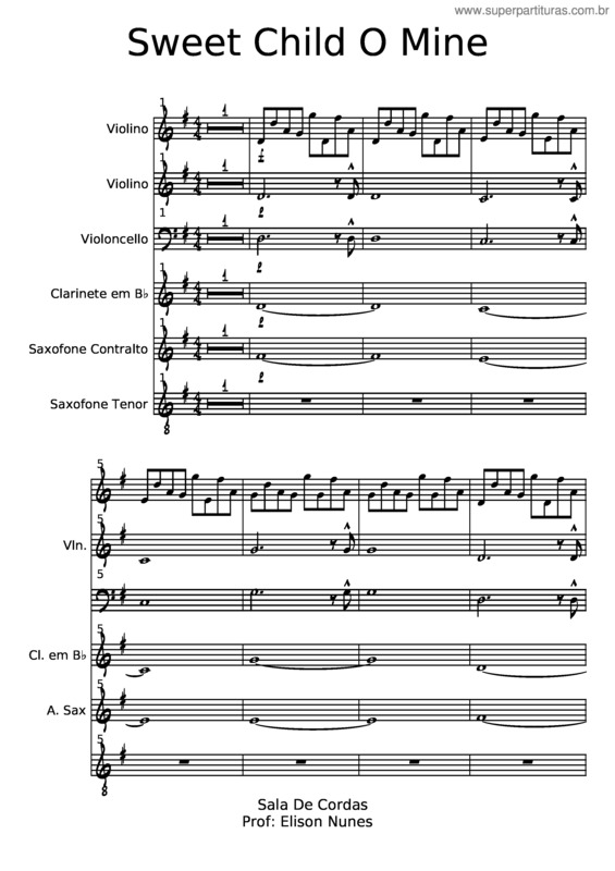 Partitura da música Sweet Child O Mine – Opus