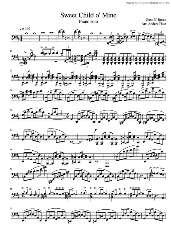 Partitura da música Sweet Child O Mine Acompanhamento