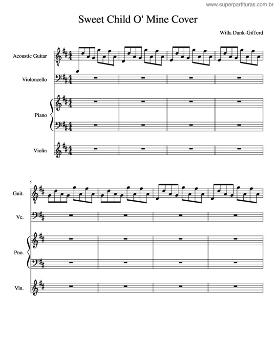 Partitura da música Sweet Child O Mine Cover