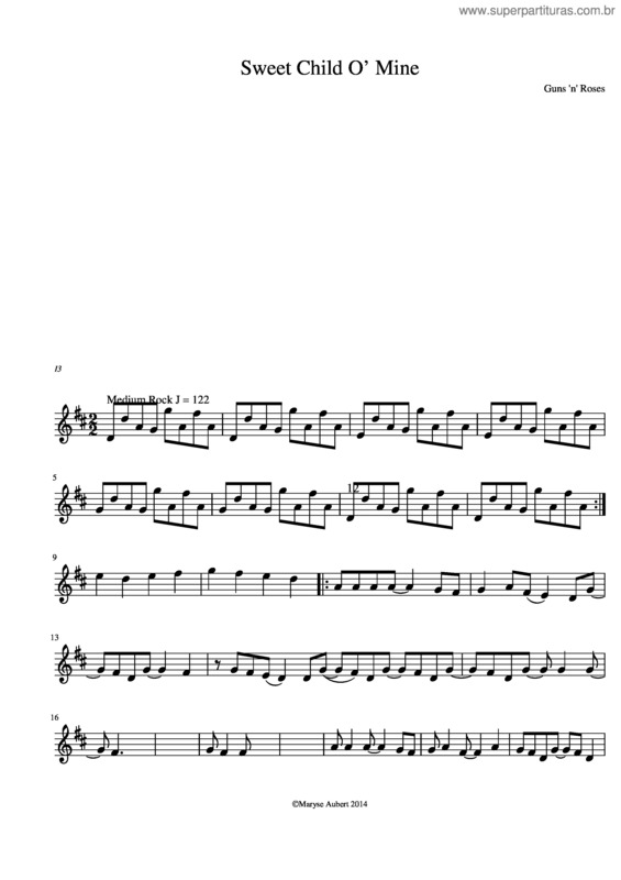 Partitura da música Sweet Child O Mine Cumbia