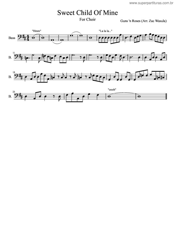 Partitura da música Sweet Child Of Mine Bass Part