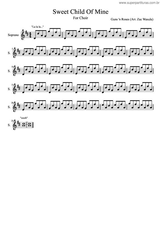 Partitura da música Sweet Child Of Mine Soprano Part