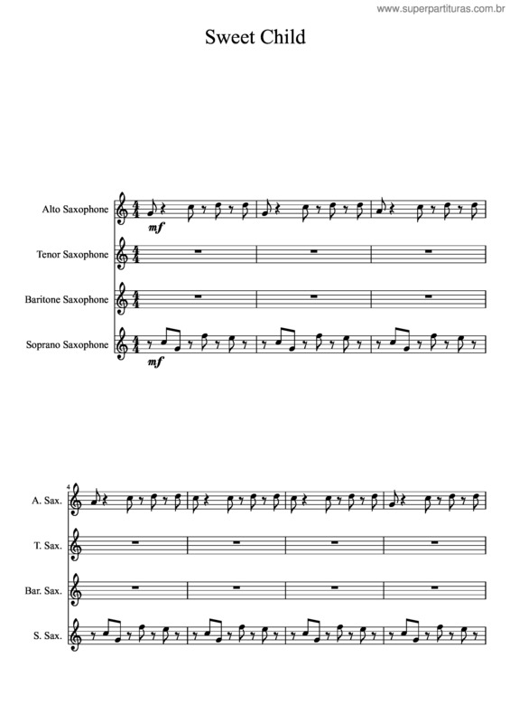Partitura da música Sweet Child Of Mine v.2