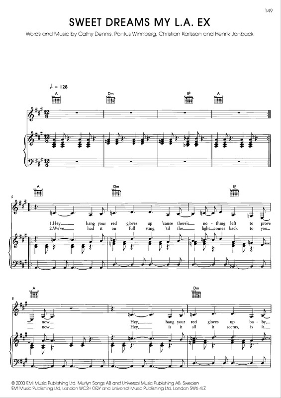 Partitura da música Sweet Dreams My L.A. Ex