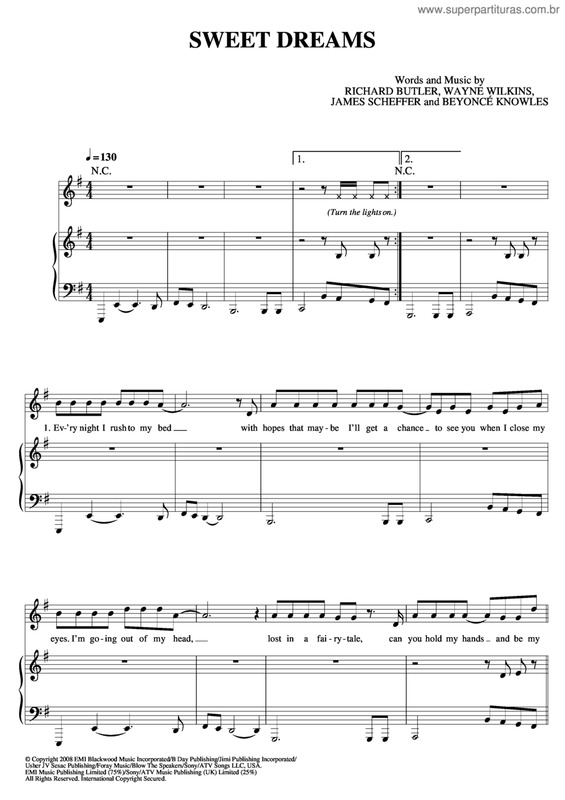 Partitura da música Sweet Dreams v.2