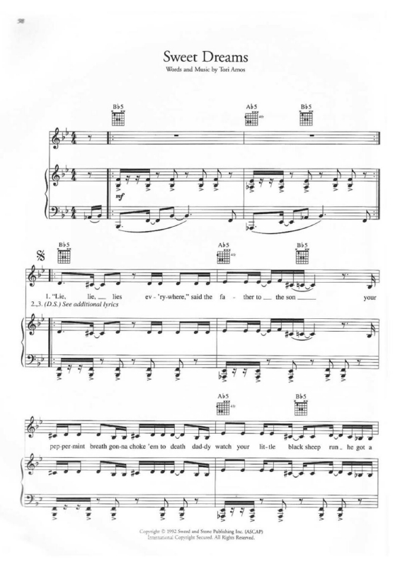 Partitura da música Sweet Dreams