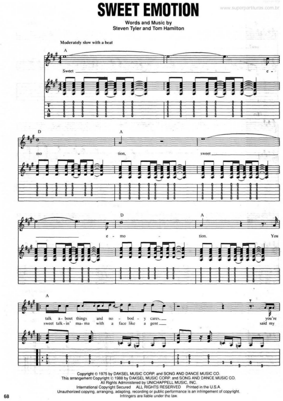 Partitura da música Sweet Emotion