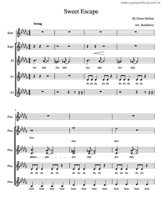 Partitura da música Sweet Escape v.2