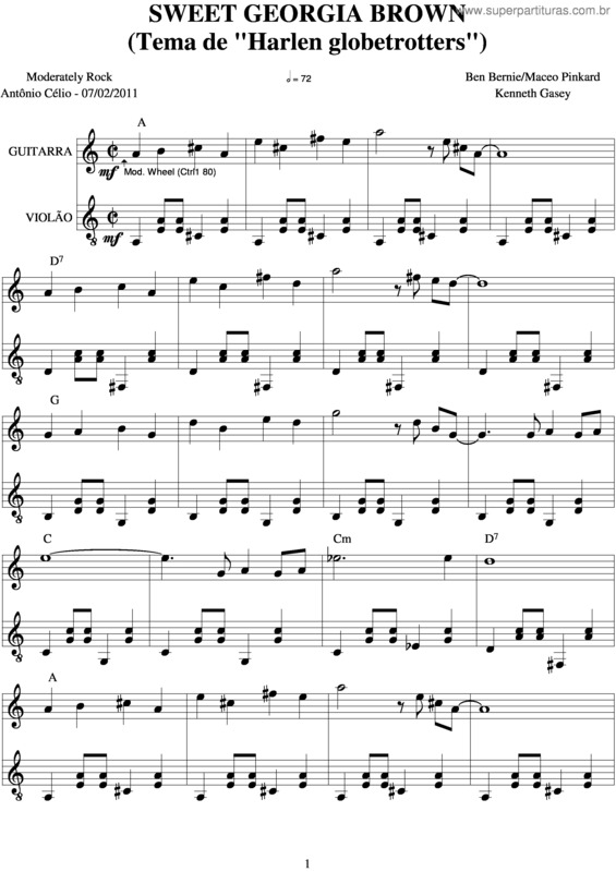 Partitura da música Sweet Georgia Brown v.2